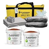 FlashDry Portable Complete Spill Kit - Yellow Duffle, Bag Tag, 15 Absorbent Pads, 2 3