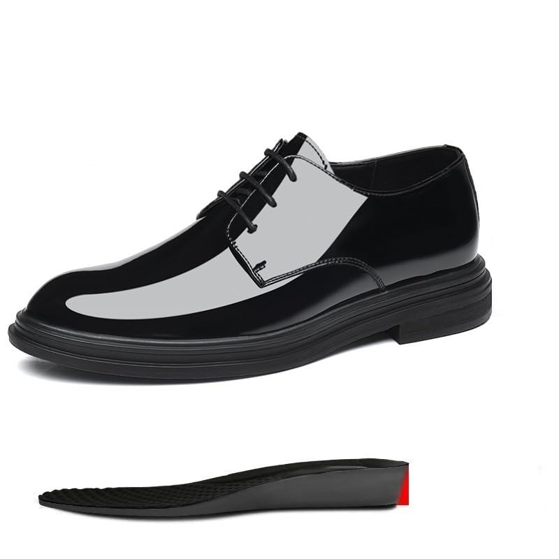 Battle Men Men’s Patent Leather Dress Shoes – Formal Business Oxford, Non-Slip Men's Elevator Shoes 2" Taller Business2
