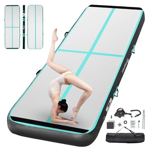 FBSPORT Inflatable Air Gymnastics Mat Training Mats 4/8 inches Thickness Gymnastics Tracks for Home Use/Training/Cheerleading/Yoga/Water with Pump