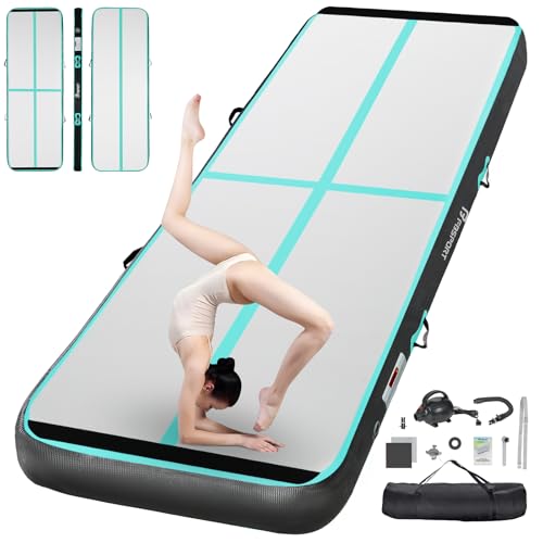 FBSPORT Trainingsmatte, 20 cm, Höhe, aufblasbar, Air Tumbling Track 4 m, Gymnastikmatte, aufblasbar, Tumbling, Gymnastikmatte, für Turner, Tumbling, Yoga, mit Pumpe