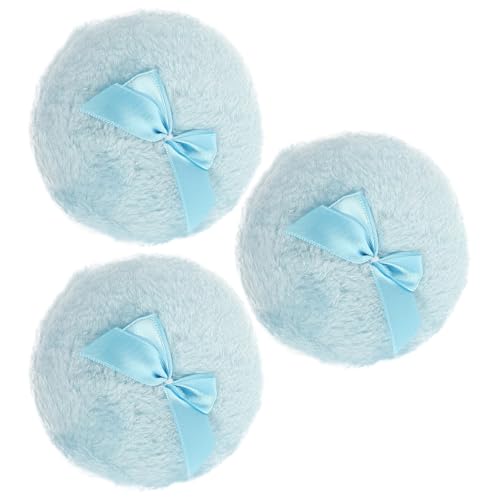 PRETYZOOM Borlas De Polvo Para Ñiño 3 Piezas Redondas Algodón Azul Suave Para Aplicar Talco Cuidado Infantil Uso Doméstico