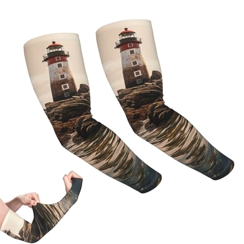 VTCTOASY Arm Sleeves for Men Women UV Sun Protection Sleeves Lighthouse Arm Sleeve Cooling Tattoo Cover