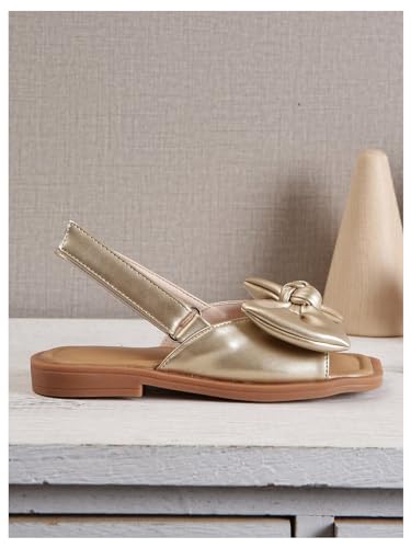 GORGLITTER Girl's Sandals Metallic Bow Flat Sandals Dressy Ankle Strap Cute Summer Wedding Beach Sandals 20253