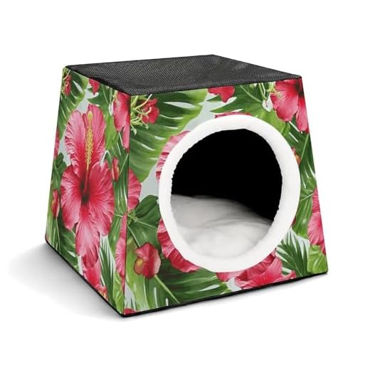 Foldable Cat Cave - Hibiscus Design