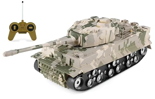 Tanque teledirigido tanque grande 28 cm con luces sonidos efectos sonoros torre giratoria 360° Battle Tank RC tanque teledirigido vehículos militares tanque tanque militar tanque camuflaje juguete