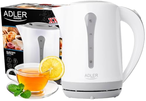 Adler AD 1244 Bouilloire électrique, 2200 W, 2.5 liters, Weiß/Blau