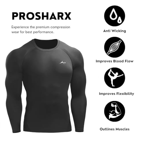 Image of PROSHARX Full Sleeve Compression T-Shirt - Athletic Base Layer Tights for Fitness