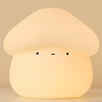 Mushroom Night Light for Kids, Cute Silicone Mushroom Lamp with Timer, 2 Levels Dimmable Squishy Night Light for Baby Nursery, Rechargeable Touch Night Light Mushroom Gifts for Boys and Girls White