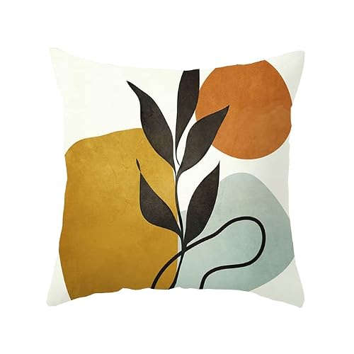 Lotus Karen Pack Of 4 Abstract Leaves Geometry Throw Pillow Cover, Boho Modern Throw Pillow Covers 18X18 Inches Decorative Indoor Outdoor Velvet Fabric Pillow Case For Couch Bed Car #TOP3