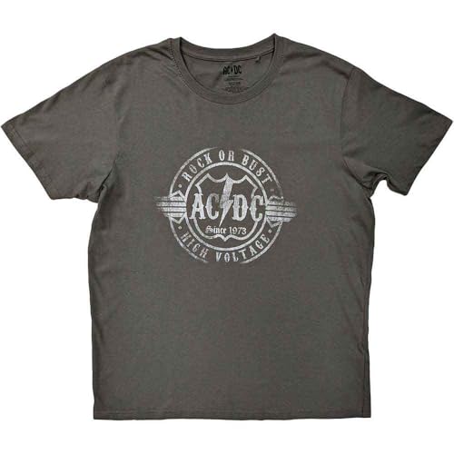 AC/DC T-shirt Rock Or Bust en coton pour adulte unisexe, Gris / Carbone, XXL