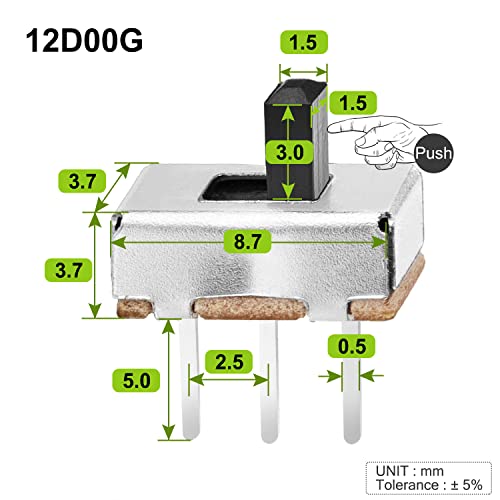 Image of Chanzon SPDT Mini Micro Slide Switch 1p2t 2 Position 70pcs 3mm Toggle