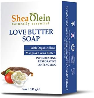 SheaOlein Love Butter Soap Bar With Shea, Mango & Cocoa Butter | 100% Organic & Natural | Therapeutic Grade Deep Cleanse | Essential Oils Detoxifying Soap | For Men, Women & Teens | Chemical Free | V