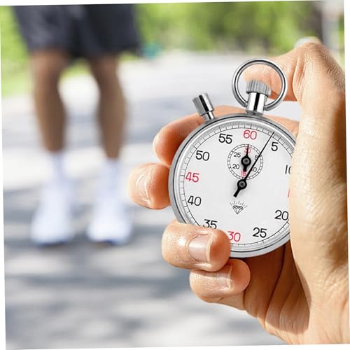 Stop Watch Stainless Steel Mechanical Analog Stopwatch with Pause Handheld Timer for Running, Training & Experiments - Thumbnail 3