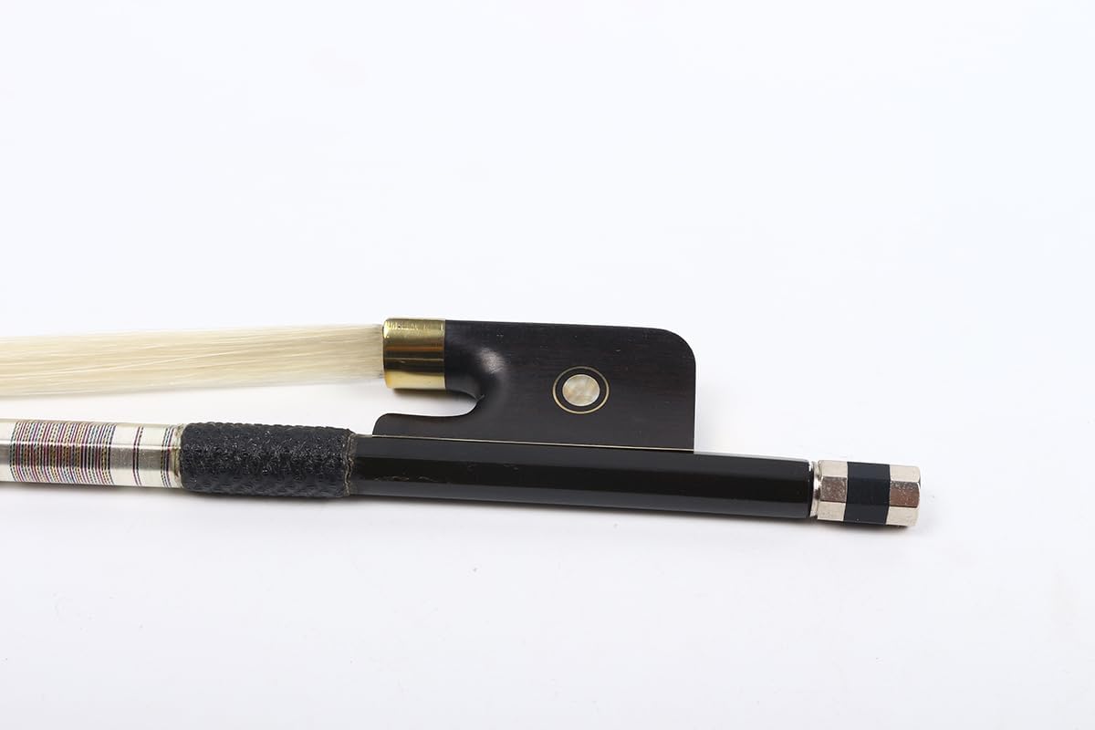 Carbon Fiber Cello bow 4/4 Ebony Frog Natural bow hair Well Balanced Lightweight Strong (Pearl Inlay)