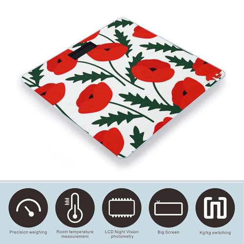 Báscula digital de baño floral con display LCD miniatura 3