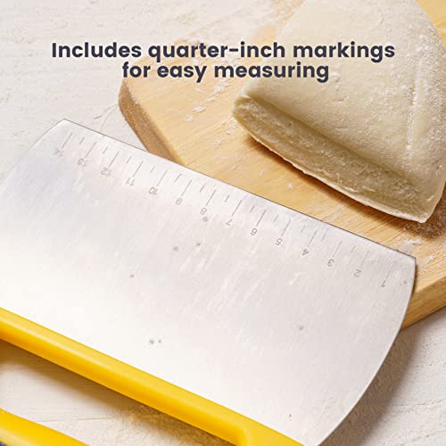 Nax Caki Multi-Purpose Stainless Steel Bench Scraper & Chopper With Grip,Great As Pastry Scraper, French Fry,Pizza And Dough Kitchen Cutter,Yellow #TOP2