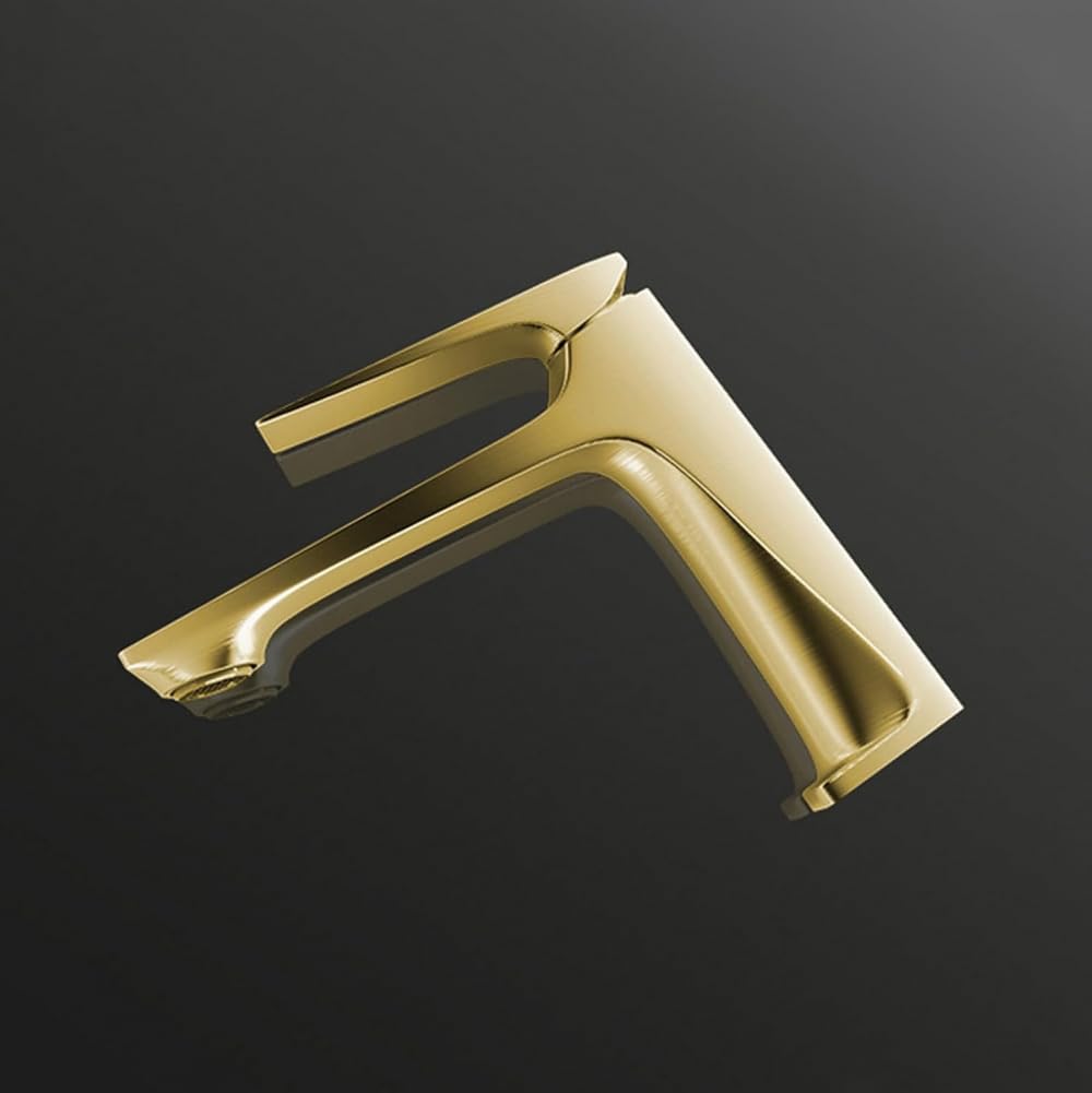 Grifo para Lavabo de baño, Grifo de Lavabo con Agua fría y Caliente, Grifo Monomando de latón para baño, Gris Cepillado