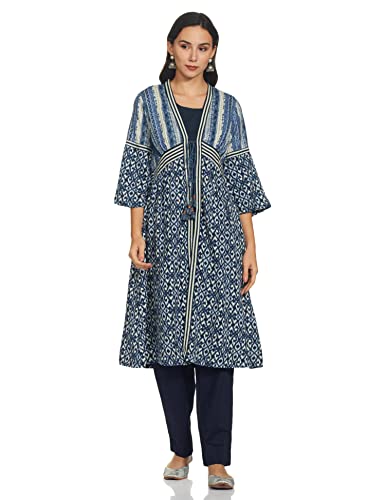Image of BIBA Rayon Printed Straight Casual Jacket With Inner