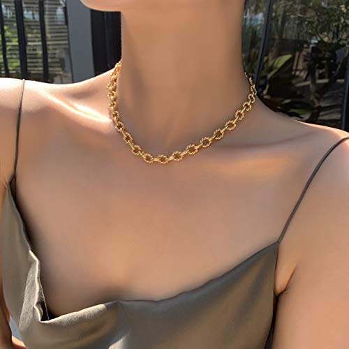 Acc Planet Statement 14K Gold Plated 4Mm Thick Oval Chain Link Choker Toggle Necklaces Chunky Gold Jewelry For Women Mothers Gift #TOP1
