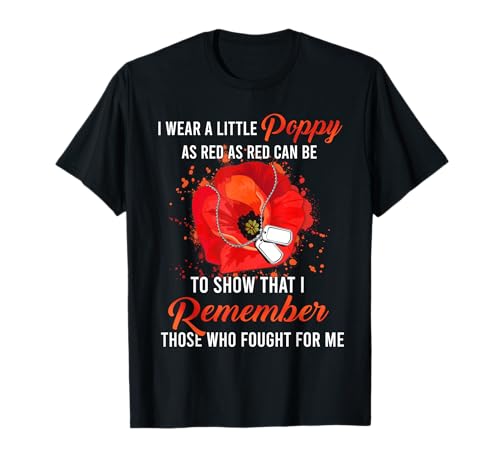 Veteran Day Lest We Forget Red Poppy Flower USA Memorial Day T-Shirt