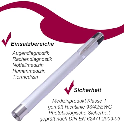 RC Diagnostikleuchte, Pupillenleuchte Aluminium Silber