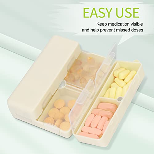 Image of FYY Travel Pill Organizer,7 Compartments Large Pill Box Medicine Case-Beige