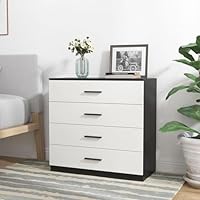 URBNLIVING 4 Or 5 Drawer Wooden Bedroom Chest Cabinet (4 Drawers, Black Carcass + White Drawers)