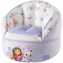 Idea Nuova Gabbys Dollhouse Purple Round Bean Bag Chair for Kids، Ages 3 +، Large