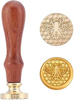Mogokoyo Vintage Wax Seal Stamp, Retro Fancy Copper Brass Sealing Wax Stamp with Removable Wooden Handle for Manuscript Sealing Bee #2