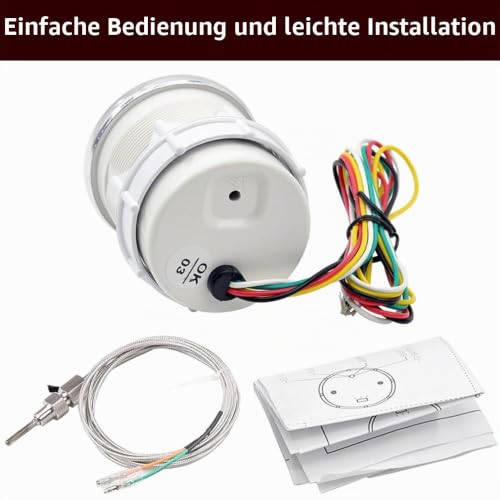 ETOPARS Universelle Auto Abgastemperaturanzeige 2Zoll 52mm Auto Abgasmessgerät Auspuff Gas Temperatur Zeiger Anzeige Abgas Weiß Lichtanzeige Instrument Rauchtönung Len