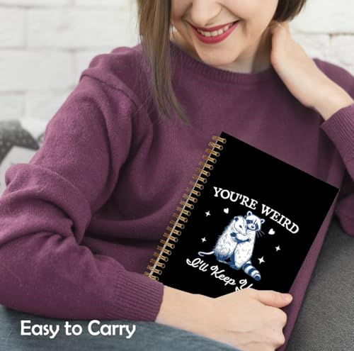 XUNLURY Funny Black Racoon Opossum Meme Notebook, Possum Journal, Opossum Gifts for Women, You're Weird I'll Keep You Spiral Notebooks 5.5x8.3 Inch — view 5