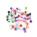 Tongue Nipple Piercing Barbells - 50pk 14ga UV light glow - 316L Surgical Steel and Bioflex