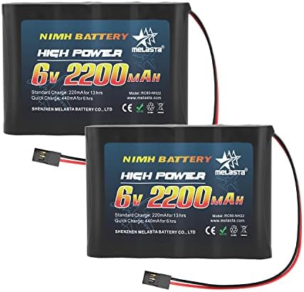 melasta RC Receiver Battery 6V 2000mAh Rechargeable NiMH Receiver RX Batteries Pack Compatible with Futaba RC Airplane Servo Controller Hitec Connectors for RC Airplanes/RC Aircrafts (2-Pack)