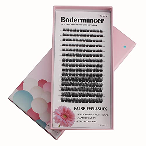 Bodermincer Large Tray 180pcs D Curl Professional Makeup Wide Cluster Individual Cluster EyeLashes Grafting Fake False Eyelashes (8-10-14mm Mixed)