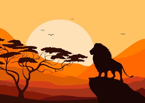 Fond de photographie de coucher de soleil africain dessin animé
