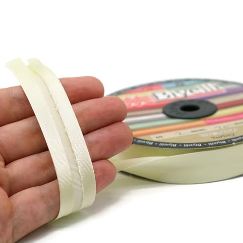 Image of Fold Satin Bias Tape - 99+ Colors - 3 /4 Inches Wide - 27 Yards - Fold Satin Binding Bias Ribbon Fabric Piping Bias Binding Tape for Sewing Clothing DIY (05. Pale Yellow) BYS05
