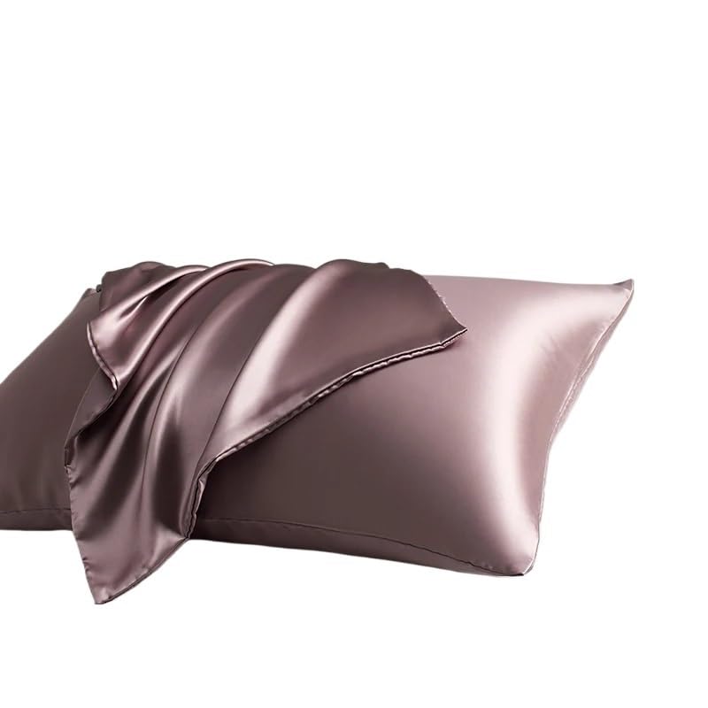 Taie d'oreiller en soie haut de gamme lot de 2 grand confort uni format 48x74cm