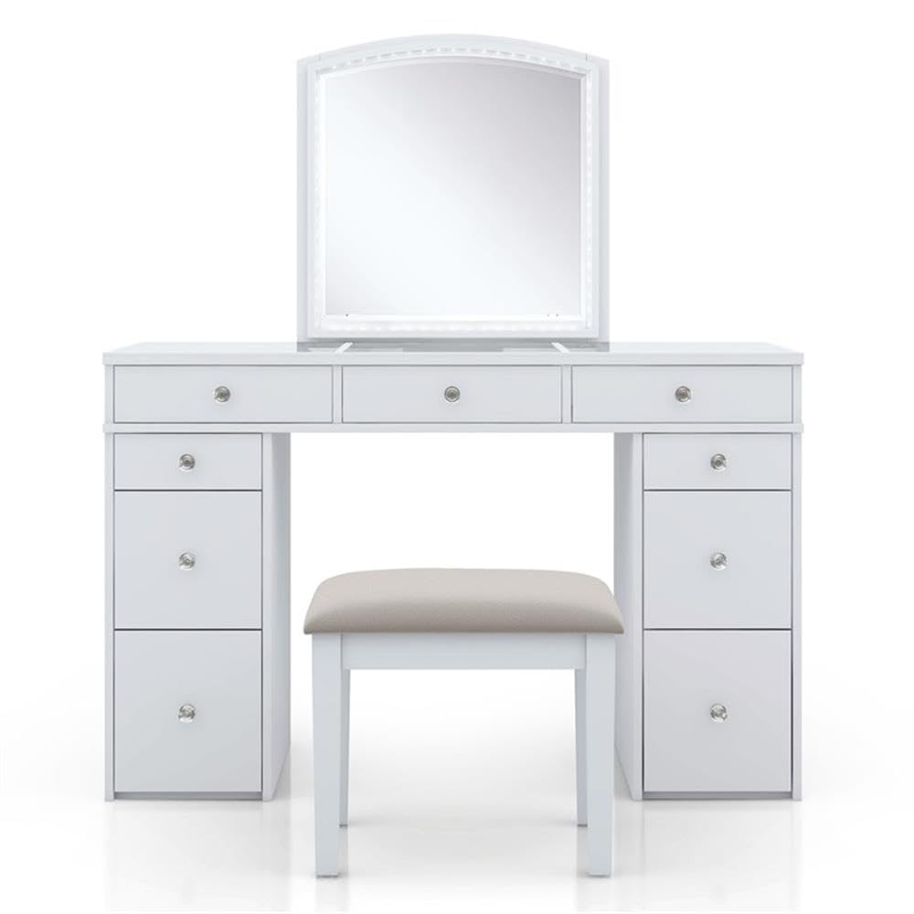 Furniture of America Galveston Solid Wood 3-Piece Vanity Set in White