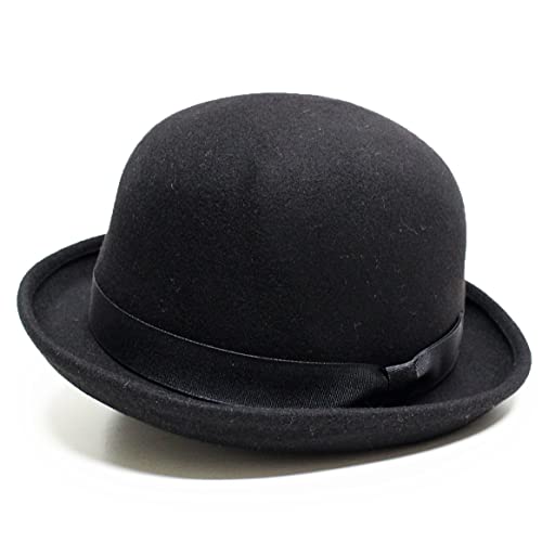 [ルーベン] 特別企画 BLACK COLLECTION 大きいサイズ たためる フェルトハット オーストラリア産高級ウール100%使用 ボーラーハット XL ブラック