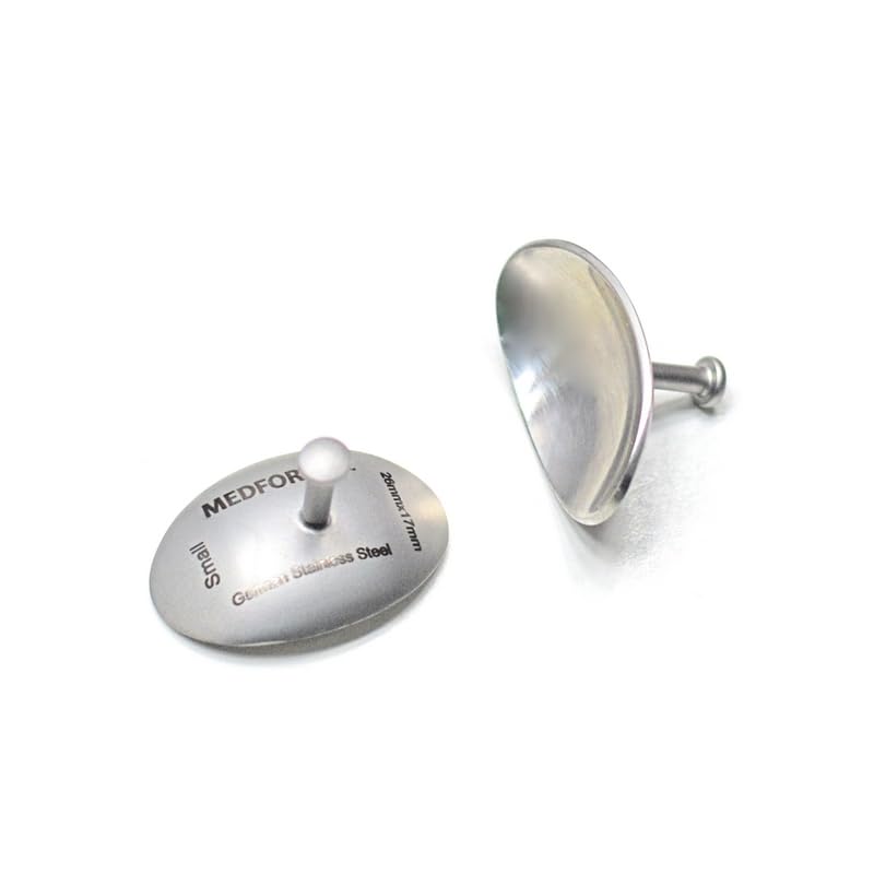 Corneal Eye Shield Protector Stainless Steel with holding Point, 26mm X 17mm (Small), Set of 2 Pcs