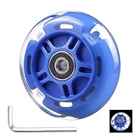 Gladeer 1-Pack 80mm Light Up Scooter Wheel Rear White Led Flashing Replacement Wheel for 3-Wheeled Kid Scooter (Blue)