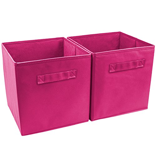 Sorbus Foldable Storage Cube Basket Bin (2 Pack, Pink)