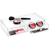 iDesign Drawers Brillenbox | stapelbare Aufbewahrungsbox für Brillen, Lesebrillen & Sonnenbrillen | breite Schubladenbox mit 2 Schubladen | Kunststoff transparent