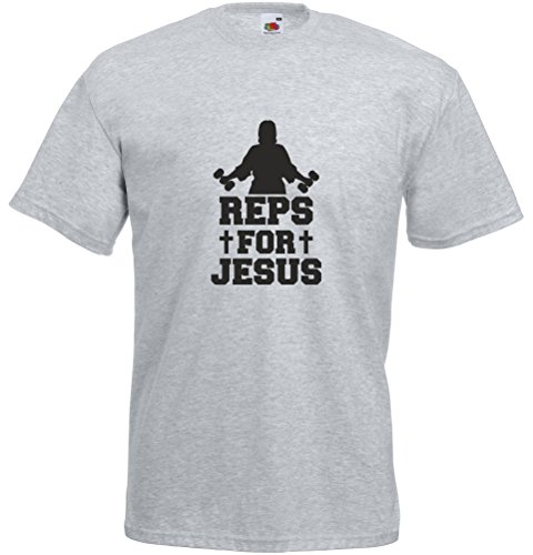 Print Wear Clothing Reps for Jesus, Hommes T-Shirt imprimé - Gris/Noir L