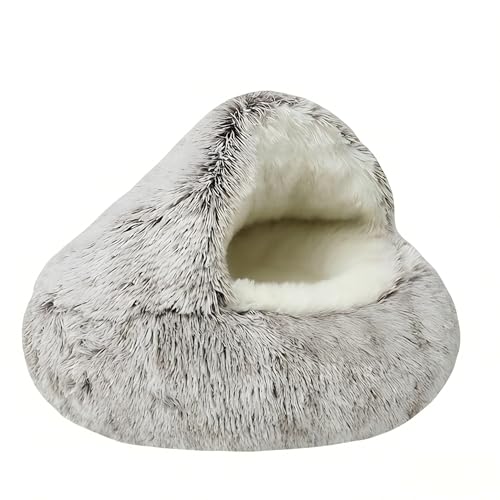 SUOXU Lit de grotte pour chats domestiques, lit en peluche moelleux lavable contre l'anxiété, sac...