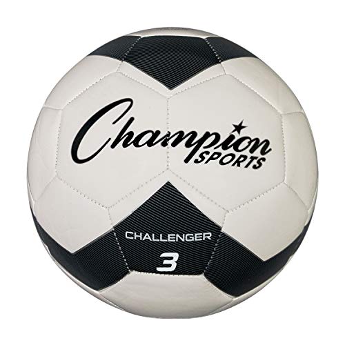 Champion Sports Challenger Soccer Ball, Size 3, Black/White