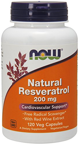 NOW Supplements, Natural Resveratrol 200 mg with Red Wine Extract, 120 Veg Capsules