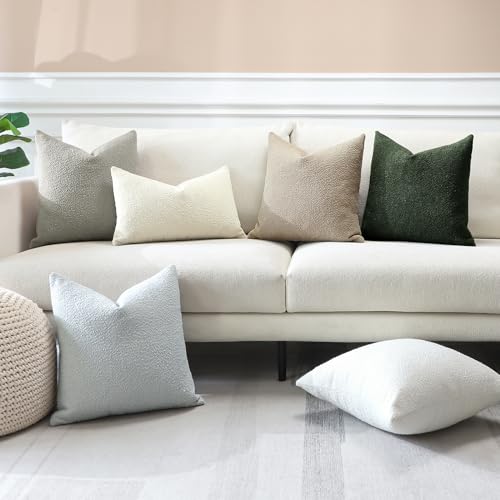 Housse de coussin en boucle décoratif gris nuage 60x60cm - 7