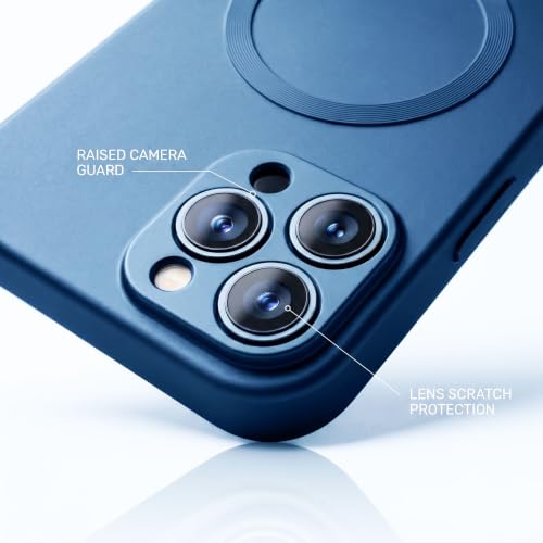 Image of amazon basics Premium Mag-Safe Case for iPhone 15 Pro | Shockproof & Anti-Scratch Cover | Soft Silicone with Wireless Charging | Camera Lens Guard - Blue