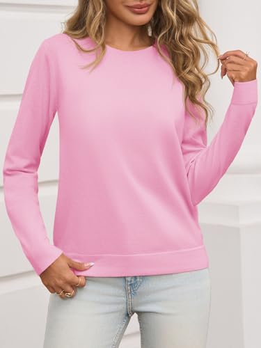 Saodimallsu Womens Fall Crew Neck Sweaters Cozy Knit Long Sleeve Lightweight Tops Basic Business Casual Outfits2